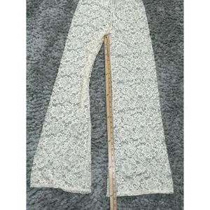 Elan Beach ivory lace boho pull on wide leg pants Cover Up Beach Resort Size M thumbnail 12