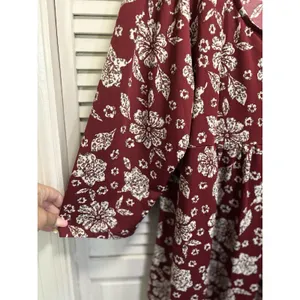 R&B Collection Floral Midi Dress‎ Size 3XL 3/4 Sleeve Scoop Burgundy/Cream Boho thumbnail 4