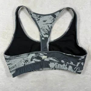 Vuori Womens Gray Black Floral Abstract Racerback Sports Bra Medium Support thumbnail 3