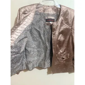 Elegantissimo Firenze Jacket Womens 10 Bronze Excellent Croc Embossed Metallic thumbnail 14