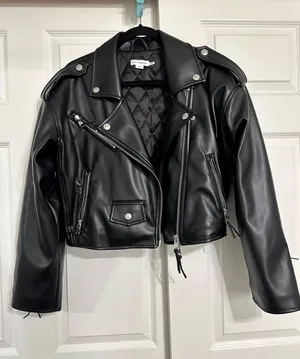 Good American Faux Cropped Leather Jacket thumbnail 1