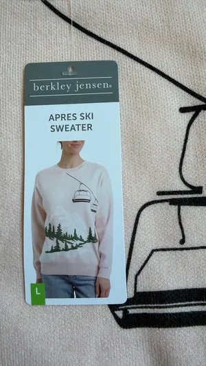 Berkley Jensen Après Ski Sweater Women's L NWT Pink Winter Grapt ozy thumbnail 3