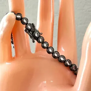 Silver-Tone Bezel-Set Cubic Zirconia Tennis Bracelet thumbnail 4