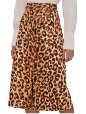 Kate Spade Panthera Canvas Midi Skirt Pockets‎ Linen Cotton Giraffe Print $228 thumbnail 1
