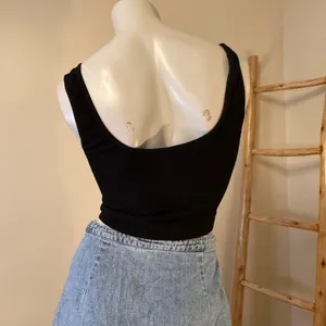 Free People Intimately Revolve Hailey's Henley Tank Top Black Snaps M/L thumbnail 6