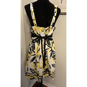 Vintage Y2K Sun Dress Yellow/White Black Trim Size14 City Triangles Party Church thumbnail 3