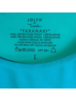 Jolyn Taranaki Long Sleeve Crop Cut-out Rashguard Teal, size Large thumbnail 4