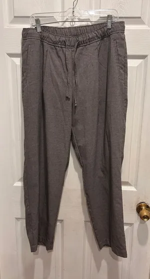 Old Navy Womens Brown Houndstooth Tapered Elastic Drawstring Waist Pants L thumbnail 1