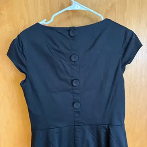 Boden Black Cap Sleeve Pleated Neck Sheath Dress US 10L‎ thumbnail 3