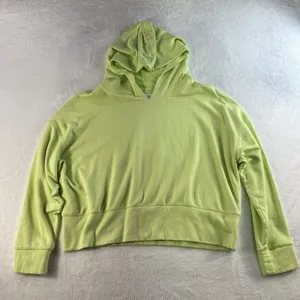 Aerie Offline XL Cropped Boxy Hoodie Lime Neon Green Pullover Sweatshirt Women thumbnail 3