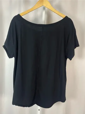 Fabletics Black Medium Short Sleeve Scoop Neck Tee Off Shoulder Yoga Workout thumbnail 2