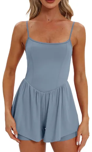 Amazon Blue athletic romper thumbnail 1