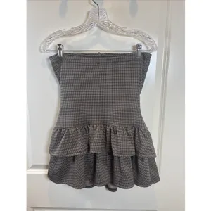 Windsor Sweet Plans Plaid Strapless Romper Large Ruched Bodice Tiered Skirt Y2K‎ thumbnail 5