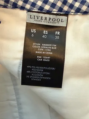 Liverpool Jeans Company Women’s 6/28 Blue Gingham Check Ankle Pants Stretch thumbnail 8