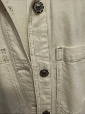 Abercrombie Women's Denim Shirt Jacket in Cream/Off-White thumbnail 8