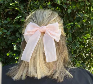 Light pink Clip on hair Bow thumbnail 2