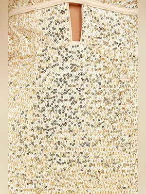 Lulu’s Wish Granted Beige Sequin Maxi Dress • Large • NWT thumbnail 7
