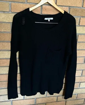 NWOT Madewell Thompson Pocket Pullover Knit Sweater Black Size XS thumbnail 1