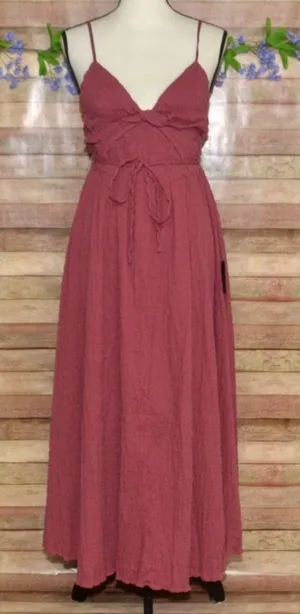 NWT Lulus Cue the Cuteness Mauve Twist-Front Midi Dress Size M Crinkle Texture thumbnail 1