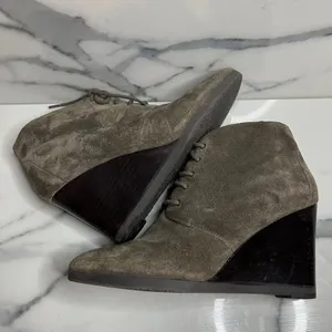 Franco Sarto Women's Classic Brown Suede Lace Up Wedge Heel Weston Boots Sz 8 thumbnail 6