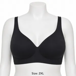 VertVie Womens Seamless‎ Wireless Bra Black Molded Cup 2XL New strap extender thumbnail 1