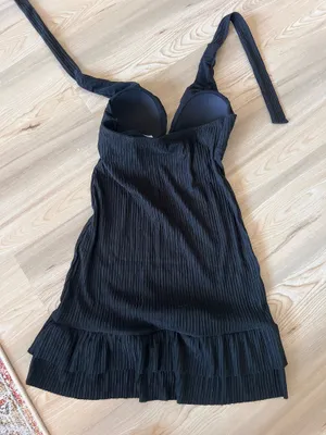 Amazon SHAPERIN Women Summer Sexy Halter Deep V Neck Mini Dress Built in Bra Ruffle Backless Cocktail Party Club Short Dress thumbnail 9