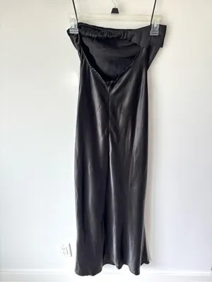 Altar’d State Paityn Strapless Maxi Dress Black Satin Formal Elegant Wedding thumbnail 12
