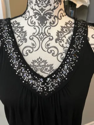 Black Size Small Sleeveless Top With Sequins thumbnail 4