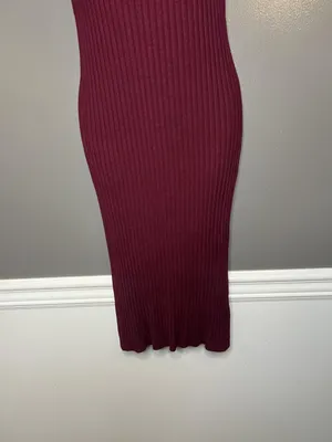 Knit & Love Dress Womens Medium Ribbed Sleeveless Mock Neck Midi Bodycon thumbnail 3
