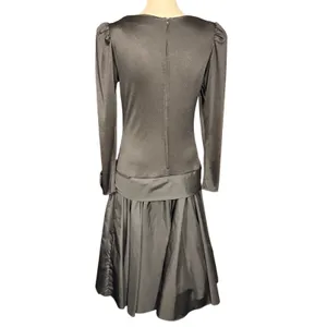 After Dark Vintage 80s‎ Black Drop Waist Pleated Bow Cocktail Dress Size 6 glam thumbnail 2