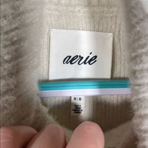 Aerie Womens Soft Off White Turtleneck Sweater Medium thumbnail 2