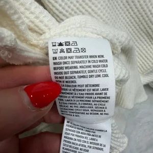 American Eagle Large Big Hug Off-the-Shoulder Waffle Sweatshirt Oversized Boho thumbnail 6