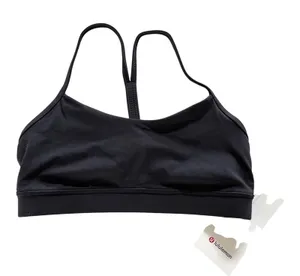 Lululemon Flow Y Bra Nulu Women 8 Black Yoga Minimalist Racerback LW2AQAS BLK thumbnail 1