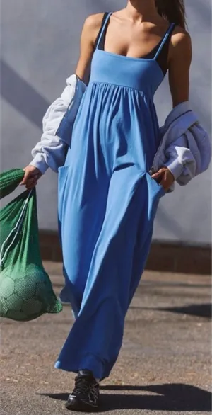 NWT Free People FP Movement Hot Shot Strappy Onesie light cobalt periwinkle - L thumbnail 1