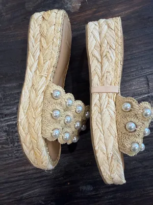 Dolce Vita caper pearl light nature raffia platform slide sandals thumbnail 5