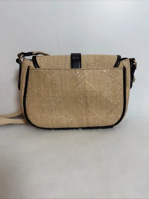 Time and Tru Daisy Woven Straw Crossbody Bag Tan Purse Womens Adjustable Strap thumbnail 3