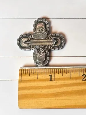 Liz Palacios Purple Rhinestone Cross Brooch Pin Vintage Style Statement Jewelry thumbnail 8
