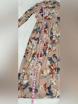 Kate and Lily Floral Mock-Neck Long Sleeve Maxi Dress Blush Pink Size 10 thumbnail 11