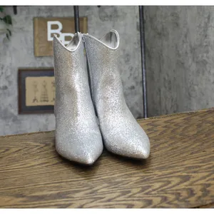 On 34th Women Glitter Aatira Tulip Booties 10019682200 Silver Glitter 5.5M thumbnail 3