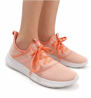 adidas Women's Peach/Coral Knit Lace-Up Athletic Sneakers thumbnail 1