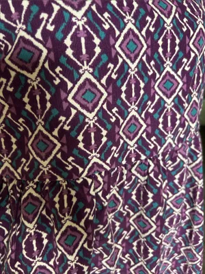 Anthropologie Boho cottage purple corduroy cotton puff sleeve square neck babydoll dress L thumbnail 4