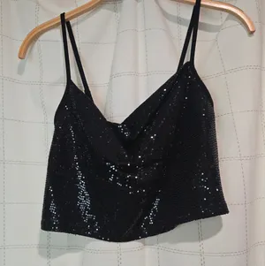 Express Cowl Neck Sequin Crop Top thumbnail 2