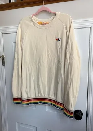 Aviator Nation with rainbow stripes on the waistband and cuffs women's xl thumbnail 1