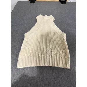 By The Way Women's Cream Knit Halter Cropped Top Sz S thumbnail 5
