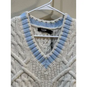 Jaded London Ecru Knitted Vest Cable Knit Preppy Tennis Streetwear‎ Size Large thumbnail 4