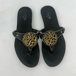 Coach Black Sandals with Gold Accent coach medallions thumbnail 4