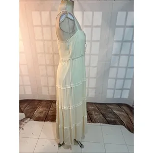 Easel Cream Sleeveless Lace-Up Corset-Style Bodice Tiered Maxi Dress Size Large thumbnail 5