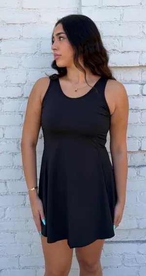 DSG black mini tennis pickleball dress sz L #athletic #preppy #pickleball #sporty thumbnail 1