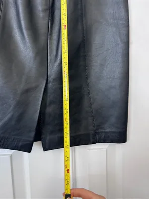 Vintage 90s G3 Leather Midi Skirt Black Goth Grunge Punk Button Up Western Fall thumbnail 7