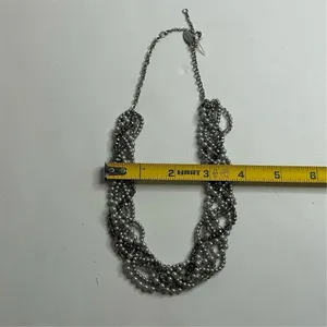 Loft Multi-Strand Gunmetal Tone‎ Necklace Simulated Pearls Rhinestones thumbnail 8